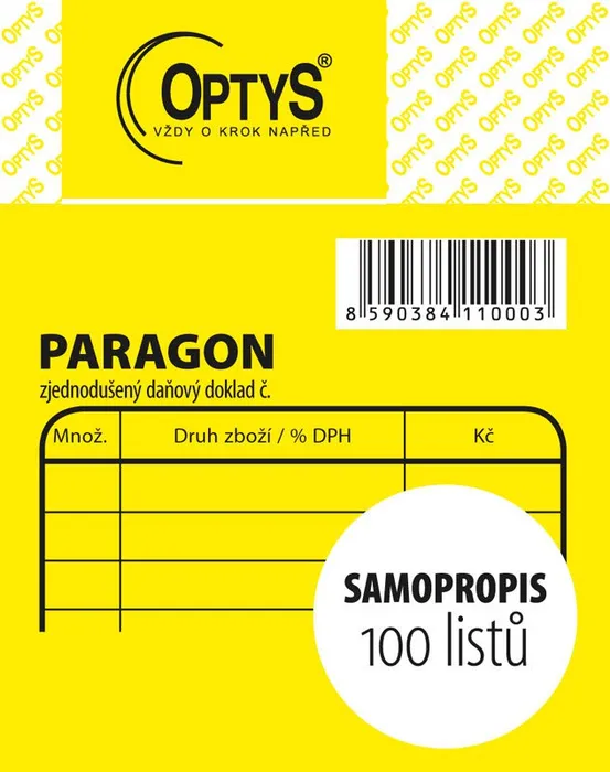 Hauptbild des Produkts Obchodní paragon, samopropisovací, 7,5 x 9,5 cm 1100