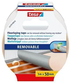 Doppelseitiges Bodenklebeband „Removable 55729“ rückstandslos entfernbar, 50 mm x 5 m, TESA