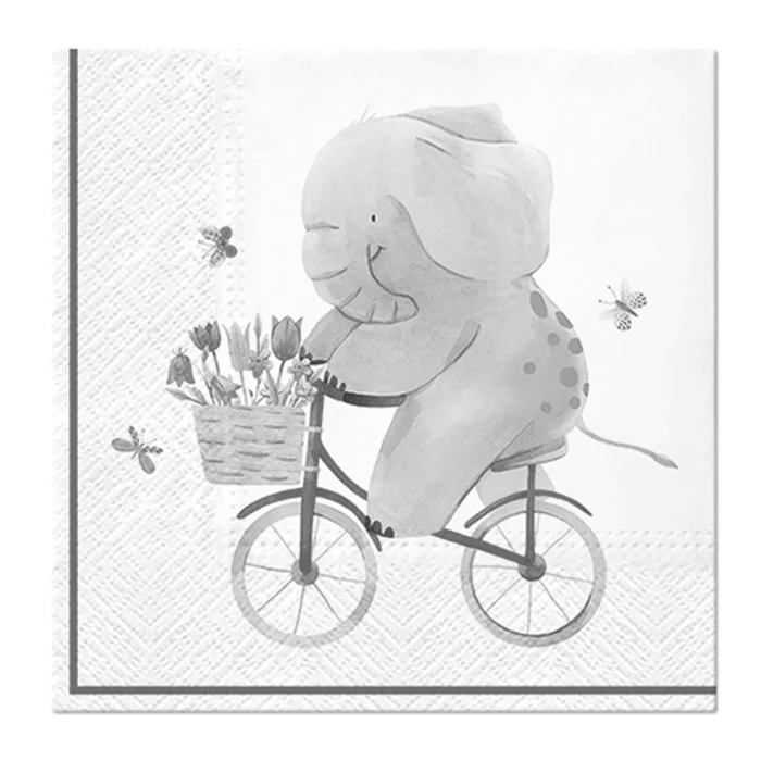 Hauptbild des Produkts Obrúsky PAW L 33x33cm Elephant on Bike