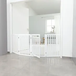 Schutzbarriere mit zu öffnender Tür 60-160 x 81 cm weiß