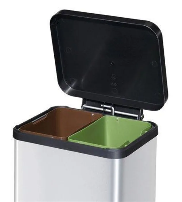 Hauptbild des Produkts Odpadkový koš pro tříděný odpad, kovový, 2x11 litrů, VEPA BINS, šedý