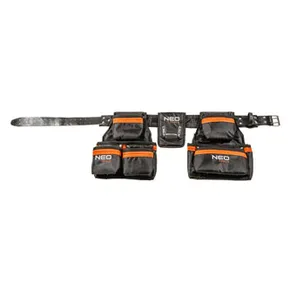 Werkzeuggürtel aus echtem Leder, 84-330, verstellbarer Umfang, verstärkte Taschen, Neo Tools