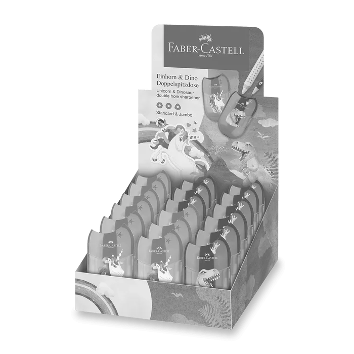 Hauptbild des Produkts Ořezávátko Faber-Castell Dinosaurus & Unicorn stojánek, 18 ks