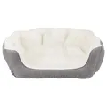 Ovales Bett DAVIN mit Plüsch 60 x 45 cm grau/creme