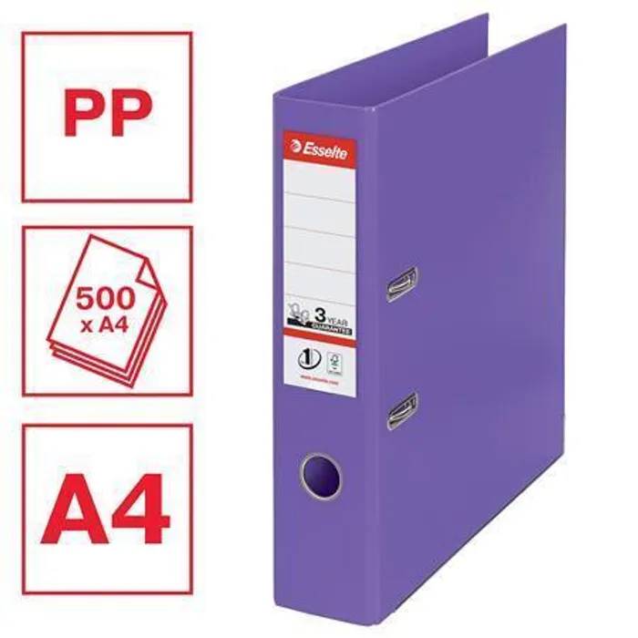 Hauptbild des Produkts Pákový pořadač "Standard", ochranné spodní kování, fialová, 75 mm, A4, PP, ESSELTE
