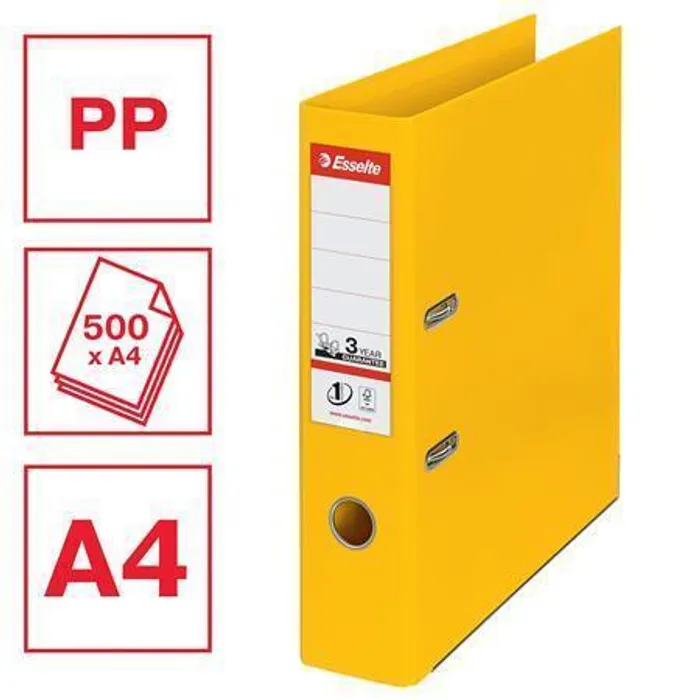 Hauptbild des Produkts Pákový pořadač "Standard", ochranné spodní kování, žlutá, 75 mm, A4, PP, ESSELTE