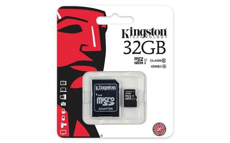Hauptbild des Produkts Paměťová karta Micro SD, 32GB, Class 10, s adaptérem, KINGSTON