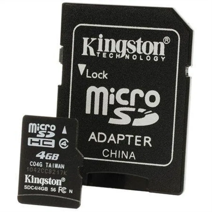 Hauptbild des Produkts Paměťová karta Micro SD, 4GB, Class 4,s adaptérem, KINGSTON
