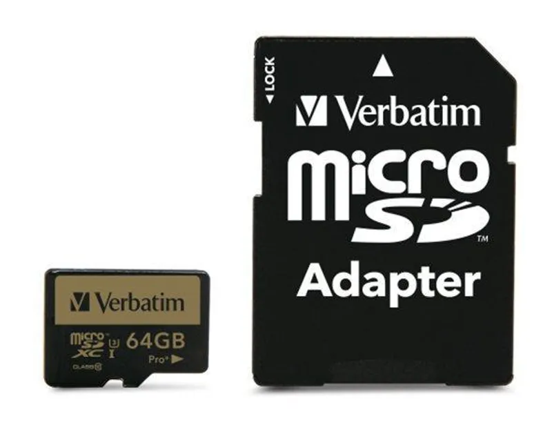 Hauptbild des Produkts Paměťová karta, microSDHC, 64GB, Class 10 UHS I, s adaptérem, VERBATIM "PRO+"