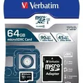 Weiteres Produktbild Speicherkarte, microSDXC, 64GB, Class 10 USH-I, mit Adapter, VERBATIM "PRO"