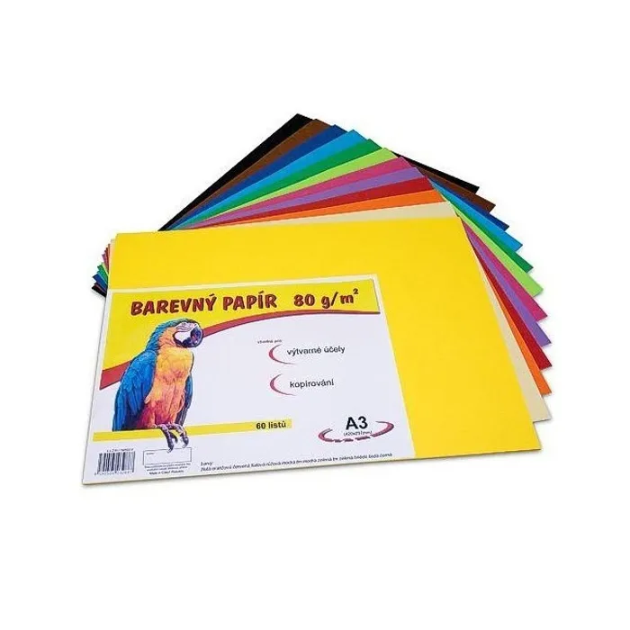 Hauptbild des Produkts Papír pro výtvarnou výchovu A3/60/80g mix 12 barev