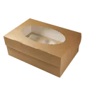 ECO-Papierbox für Muffins 250x170x100 mm braun mit Fenster [25 Stück]
