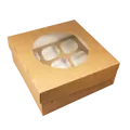 ECO-Papierbox für Muffins 250x250x100 mm braun mit Fenster [25 Stück]
