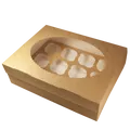 ECO-Papierbox für Muffins 330x250x100 mm braun mit Fenster [25 Stück]