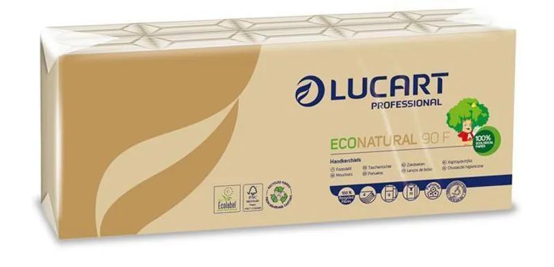 Hauptbild des Produkts Papírové kapesníky "EcoNatural", přírodní hnědá, 4-vrstvé, 10x9 ks, LUCART
