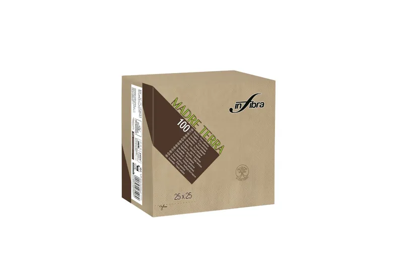 Hauptbild des Produkts Koktejlové ubrousky Infibra Madre Terra 2vrstvé 25 × 25 cm béžové recyklované [100 ks]