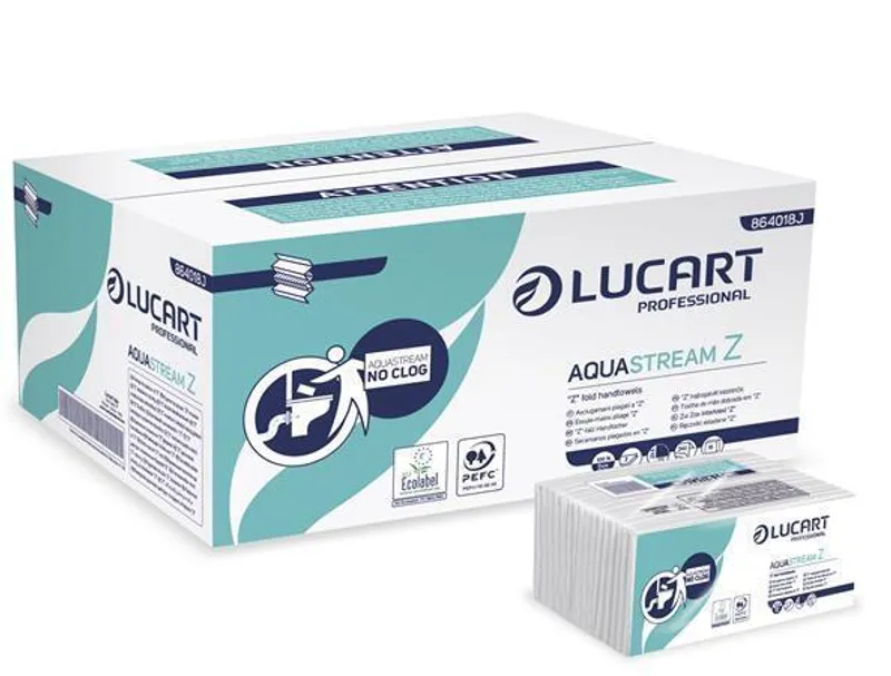 Hauptbild des Produkts Papírové ručníky "Aquastream", bílá, 2-vrstvé, skládané Z, LUCART
