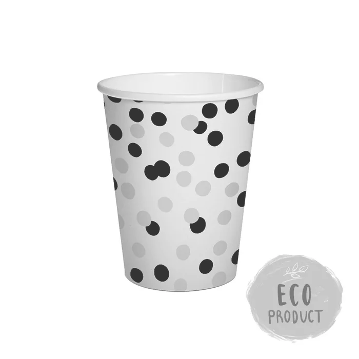 Hauptbild des Produkts Papírový kelímek PAW Eco 250 ml Confetti - black / silver