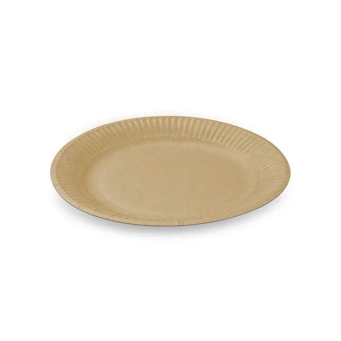 Hauptbild des Produkts Papírový talíř mělký hnědý průměr 18 cm, nepromastitelný [100 ks]