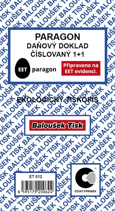 Hauptbild des Produkts Paragon - daňový doklad číslovaný ET012