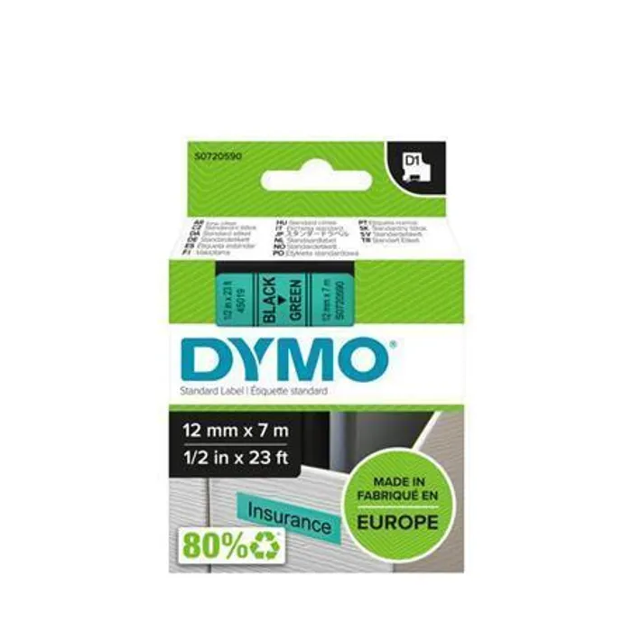 Hauptbild des Produkts Páska, 12 mm x 7 m, DYMO "D1", černá-zelená