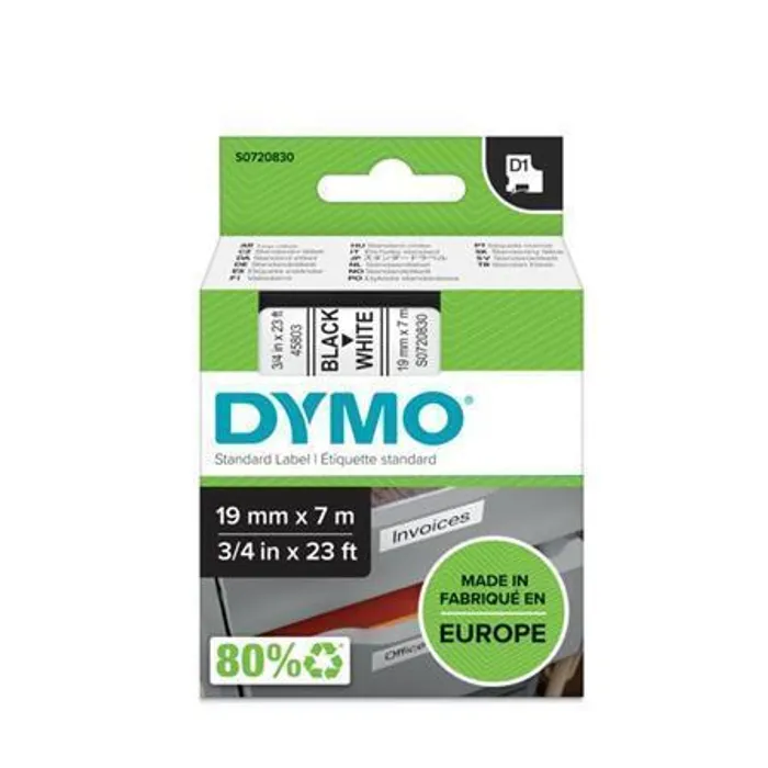 Hauptbild des Produkts Páska, 19 mm x 7 m, DYMO "D1", bílá-černá