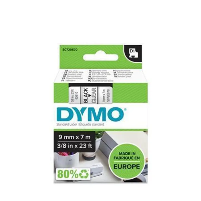 Hauptbild des Produkts Páska, 9 mm x 7 m, DYMO "D1", průhledná-černá