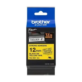 Klebeband, fest, 12 mm x 8 m, BROTHER, gelb-schwarz