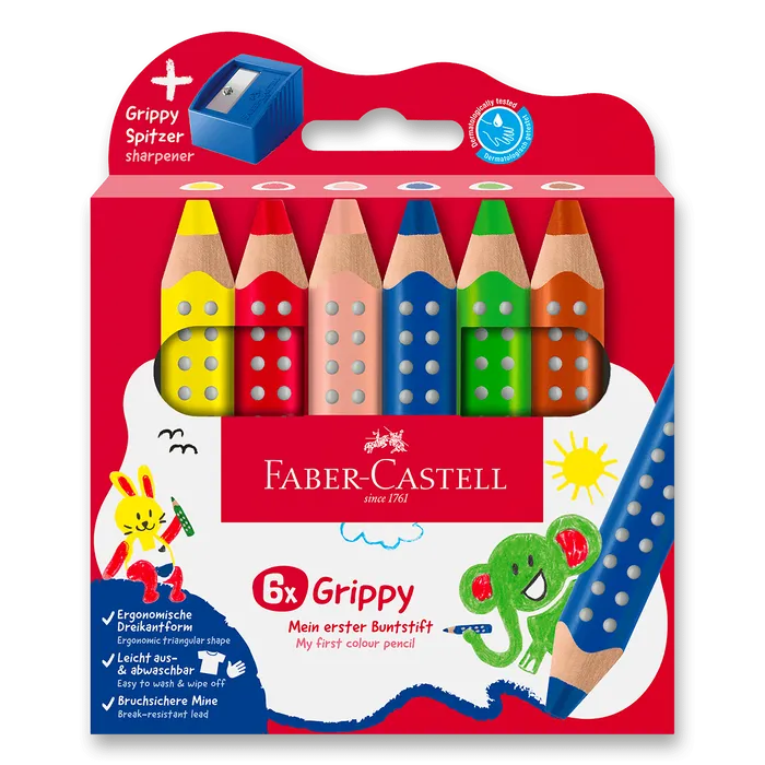 Hauptbild des Produkts Pastelka Faber-Castell Grippy - 6 barev, ořezávátko