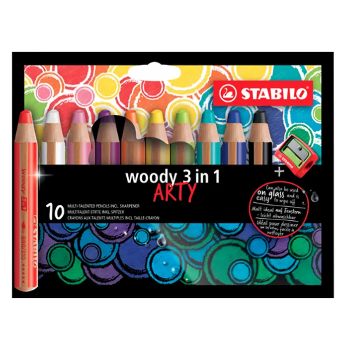 Hauptbild des Produkts Pastelka, vodovka & voskovka v jednom STABILO woody 3 in 1 ARTY - 10 ks sada + ořezávátko