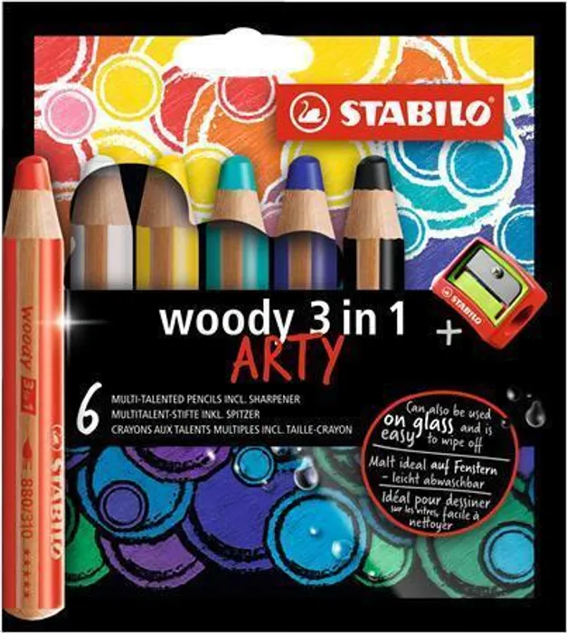 Hauptbild des Produkts Pastelka, vodovka & voskovka v jednom STABILO woody 3 in 1 ARTY 6 ks sada s ořezávátkem