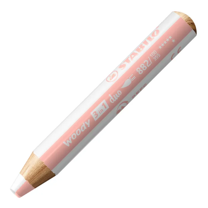 Hauptbild des Produkts Pastelka, vodovka & voskovka v jednom STABILO woody 3 in 1 duo - bílá/meruňková