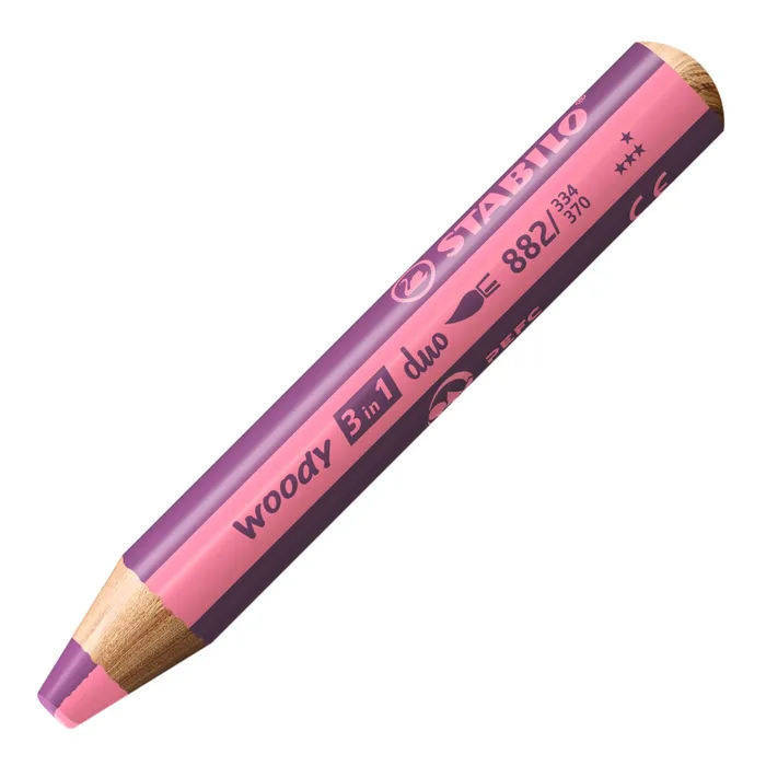 Hauptbild des Produkts Pastelka, vodovka & voskovka v jednom STABILO woody 3 in 1 duo - růžová/vřesová