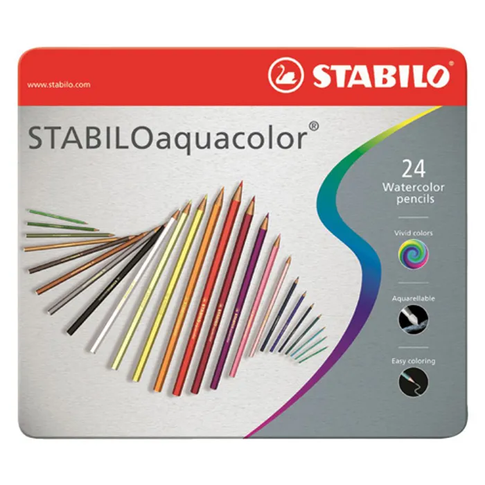 Hauptbild des Produkts Pastelky akvarelové STABILO aquacolor, kovové balení, 24 ks různých barev