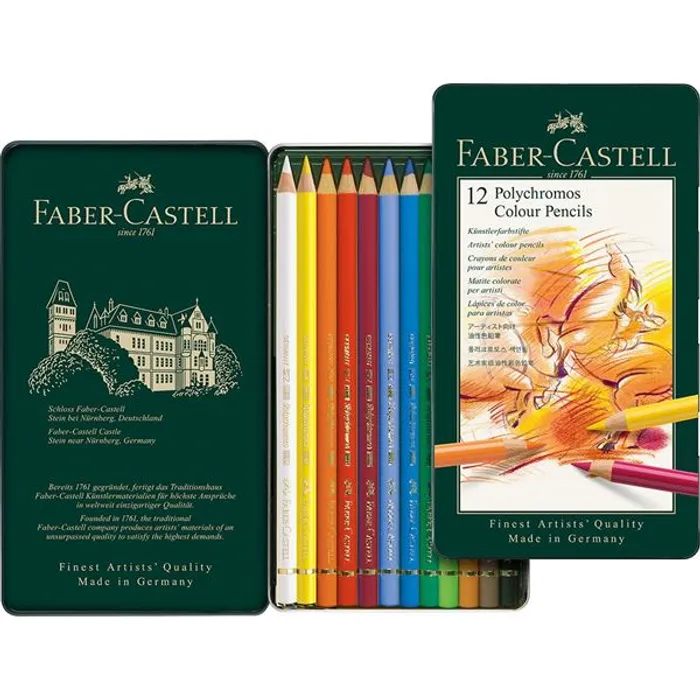 Hauptbild des Produkts Pastelky Faber-Castell 110012 Polychromos plechová krabička, 12 barev