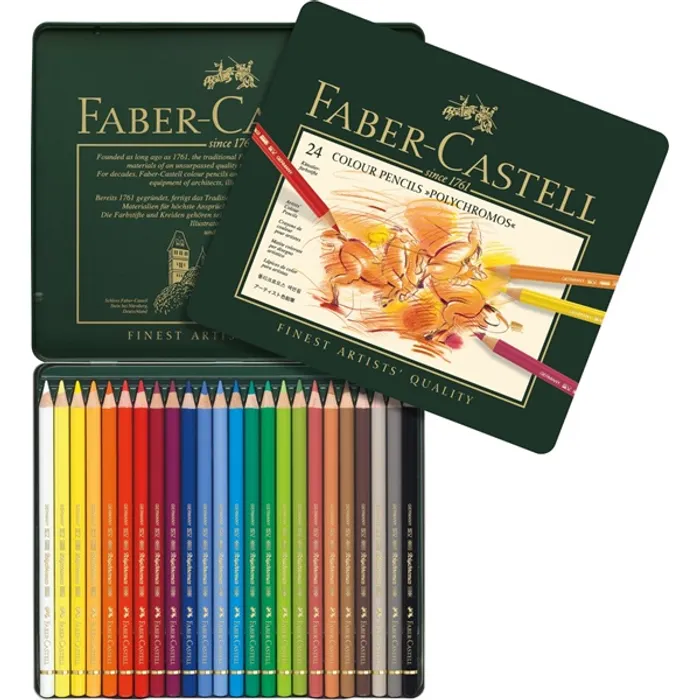 Hauptbild des Produkts Pastelky Faber-Castell 110024 Polychromos plechová krabička, 24 barev