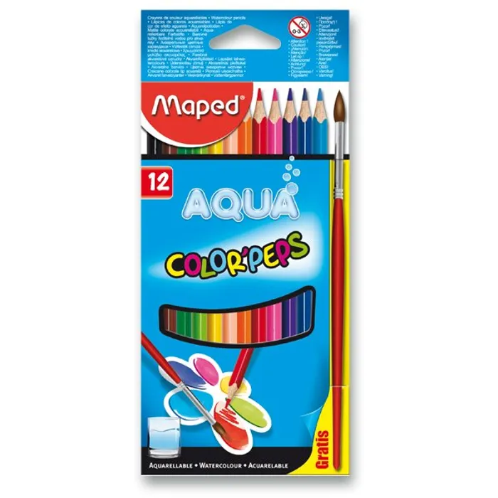 Hauptbild des Produkts Pastelky Maped Color´Peps Aqua, 12 barev + štětec