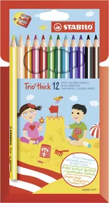 Dreieckige Buntstifte STABILO Trio strong - 12-teiliges Set mit Spitzer