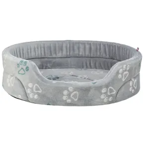 Pelech JIMMY Soft oval, weicher Plüsch, hellgrau mit Pfoten 55 x 45 cm