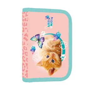 Federmäppchen, 1 S., 2 Klappen, leer, Katze
