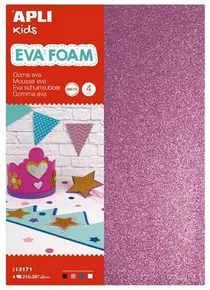 Schaumstoffplatte, 210x297 mm, A4, mit Glitter, gemischte Farben, APLI Eva Sheets