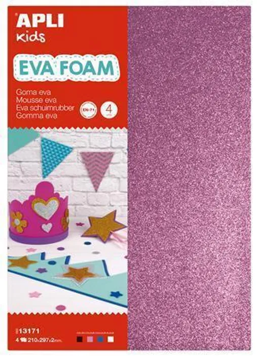 Hauptbild des Produkts Pěnovka, 210x297 mm, A4, s glitry, mix barev, APLI "Eva Sheets"