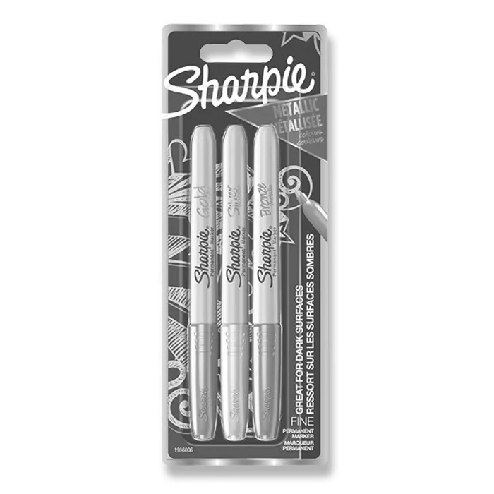Hauptbild des Produkts Permanentní popisovač Sharpie Metallic Clip Strip sada 3 ks, 12 blistrů, metalické barvy