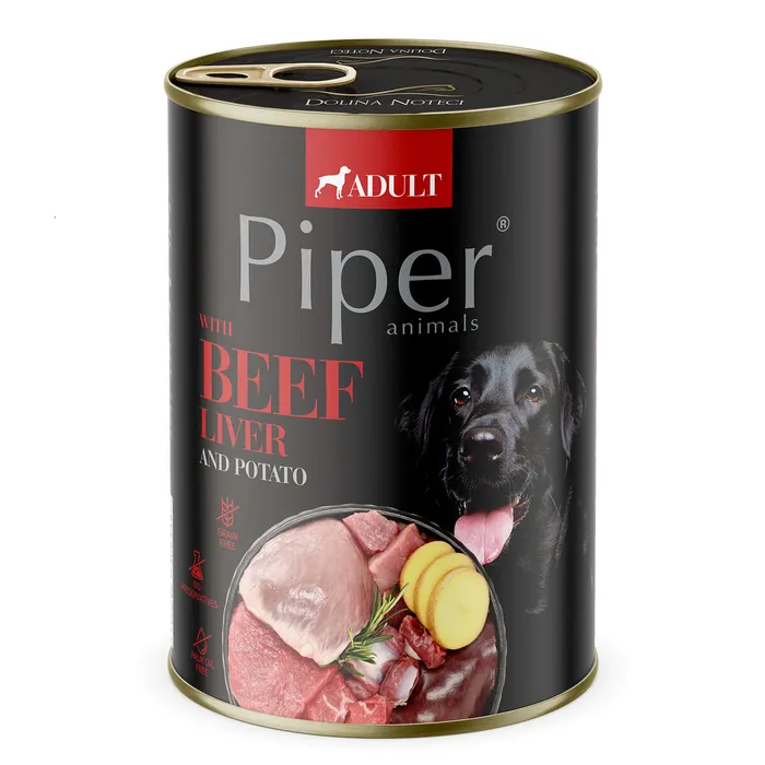 Hauptbild des Produkts PIPER s hovězími játry a bramborami, konzerva pro psy 400g