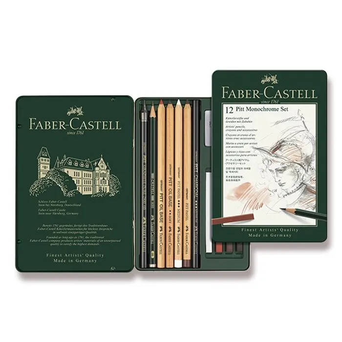 Hauptbild des Produkts Pitt Monochrome speciální sada, plech. krabička 12ks Faber Castell 112975