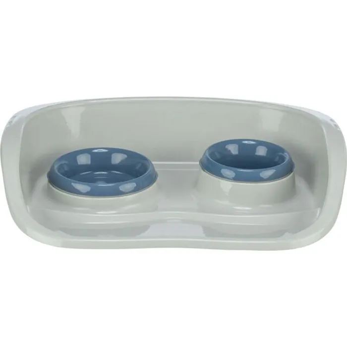 Hauptbild des Produkts Plastový bar se 2 miskami (0,25 l/ 9cm a 0,3 l/11cm), 46x11x30 cm, šedá/různé