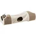 Weiteres Produktbild Plüsch-Kratztunnel für Katzen 110x30x38 cm - grau/braun