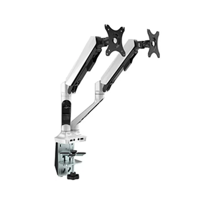 Hauptbild des Produkts Polohovatelný držák pro 2 monitory, 2-9KG, svorka a průchodka stolu, 17"-30", U