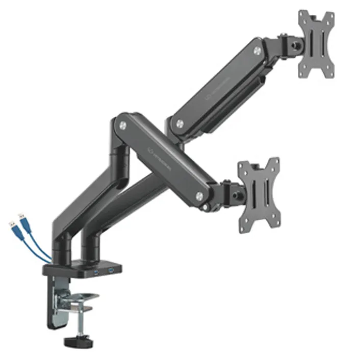 Hauptbild des Produkts Polohovatelný držák ULTRADESK BRANCH Double pro 2 monitory, 20KG, svorka a průchodka stol