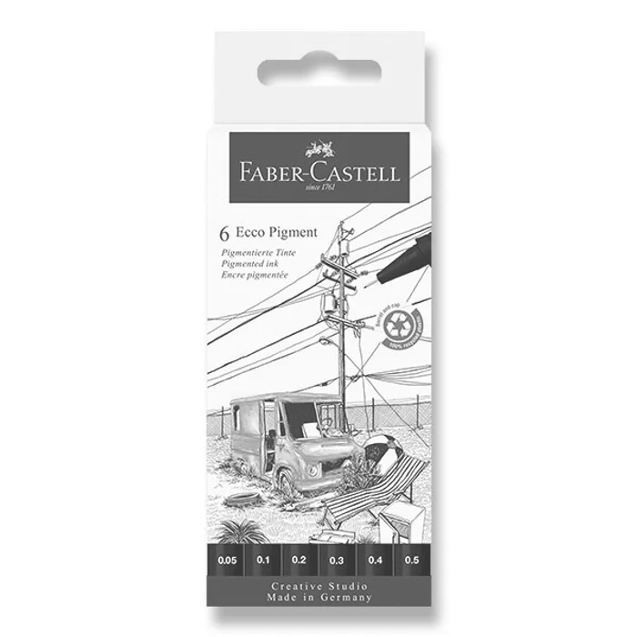 Hauptbild des Produkts Popisovač Ecco Pigment AllBlack, plastové pouzdro 6 ks Faber-Castell 266006